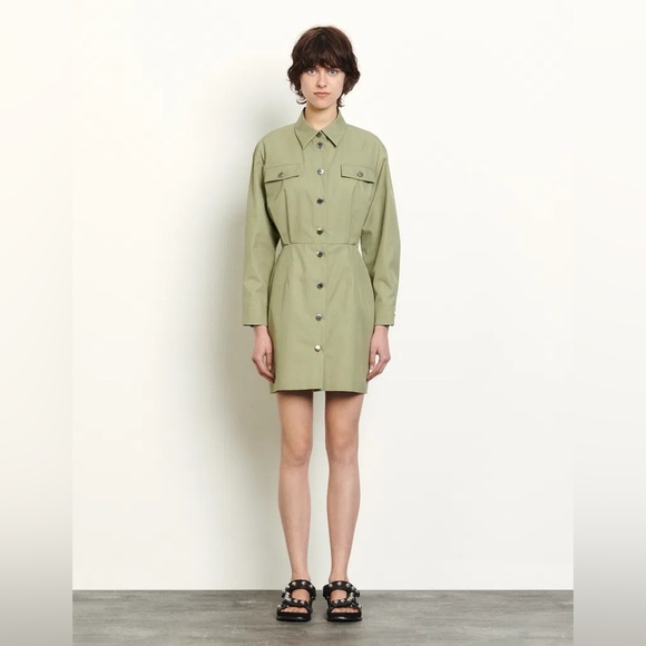 ▪️NWT Sandro Short Cotton Safari-style Dress - Picture 2 of 8